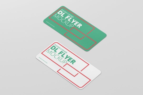 简约DL尺寸平面圆角传单样机素材 DL Horizontal Flyer Round Corner Mockup