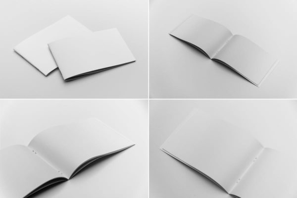 简约横向宣传册杂志画册样机素材 Landscape Brochure Mockups