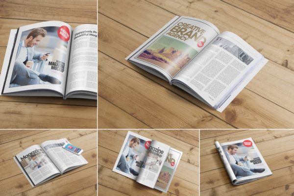 美国信纸尺寸广告杂志样机素材 US Letter Size Magazine Mockups
