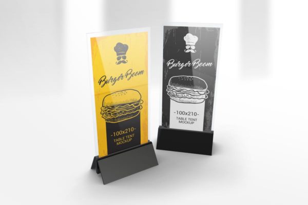 立式DL透明菜单/桌号样机素材模板 DL Menu Holder Table Tent Mockups