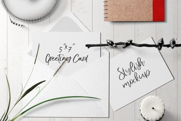 7×5贺卡/明信片样机素材套装2 7×5 Greeting Card / Postcard Mockup Set 2