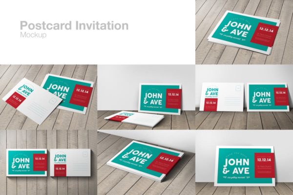 极简主义明信片/邀请函设计样机素材 Postcard Invitation Mockup
