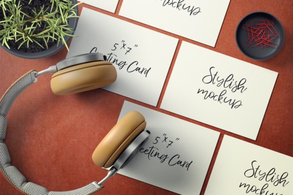 极简的贺卡/明信片样机素材套装V1 7×5 Greeting Card / Postcard Mockup Set 1