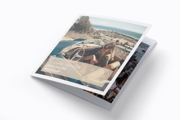 时尚方形三折页宣传册样机素材