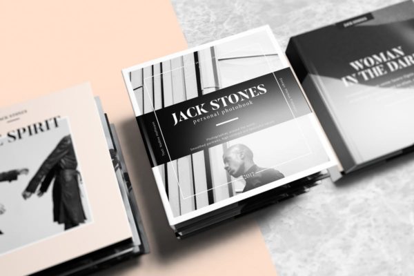 方形精装封面宣传册产品画册样机素材模板 Square Book Mockup