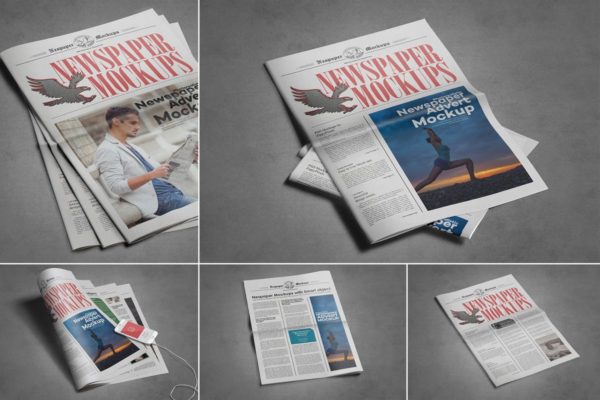 复古新闻报纸印刷品样机素材 Vintage Newspaper Mockups