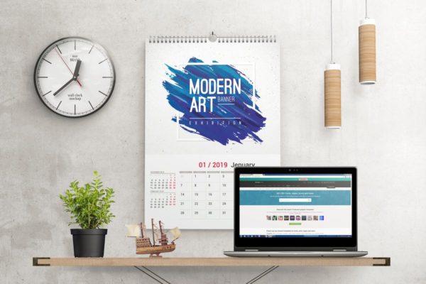 挂墙活页挂历日历样机素材模板 Wall Calendar Mockups