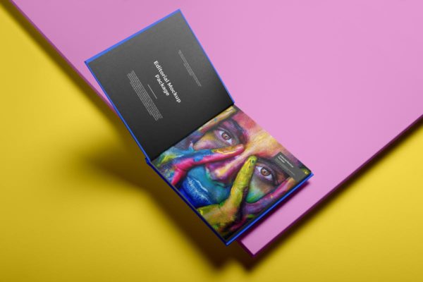 方形精装产品手册样机素材模板 Square Hardcover Brochure Mockup