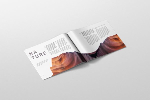 美国信纸规格杂志排版设计样机素材模板 Magazine Mockup – US Letter Landscape