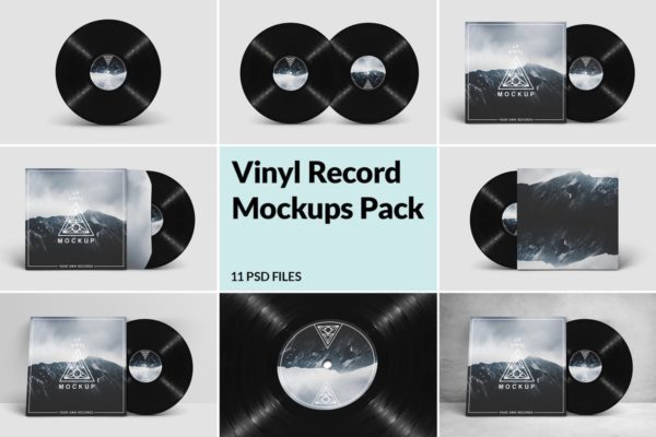 复古黑胶唱片样机素材套装 Vinyl Record Mockups Pack
