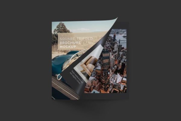 方形三折页宣传册样机素材