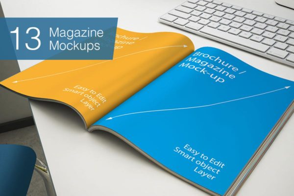 A4多用途企业杂志宣传册样机素材 Magazine Mockups – 13 Poses
