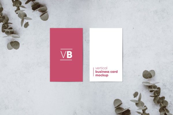 简约企业名片/卡片设计样机素材模板 Vertical Business Card Mockup