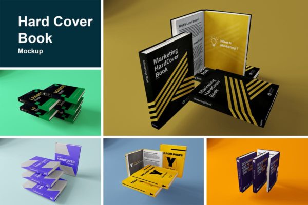 精装硬图书封面设计样机素材 Hard Cover Book MockUp