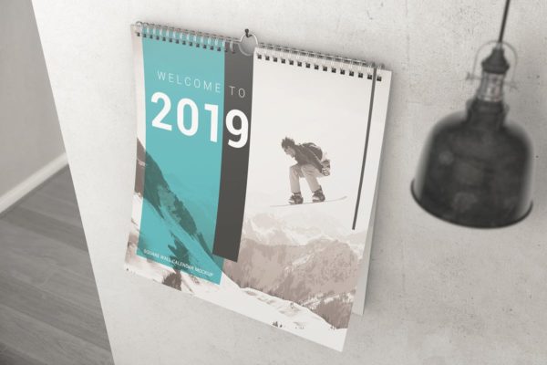 方形挂墙活页日历样机素材模板 Square Wall Calendar Mockups