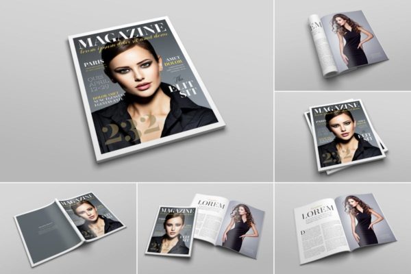 多用途美国信纸规格时尚杂志样机素材 US Letter Magazine Mockup