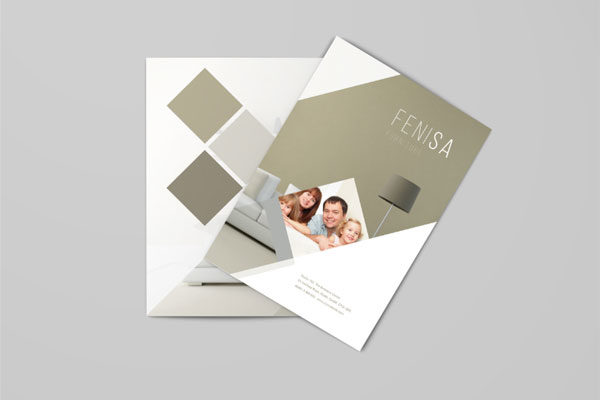 A4双折页面室内设计装饰小册子样机素材