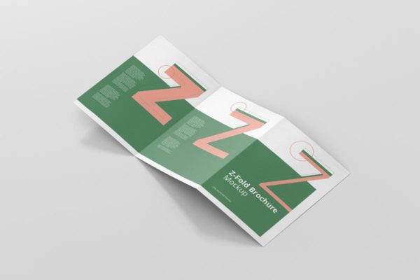 Z字母三折页宣传册样机素材 Z-Fold Brochure Mockup – Din A4 A5 A6