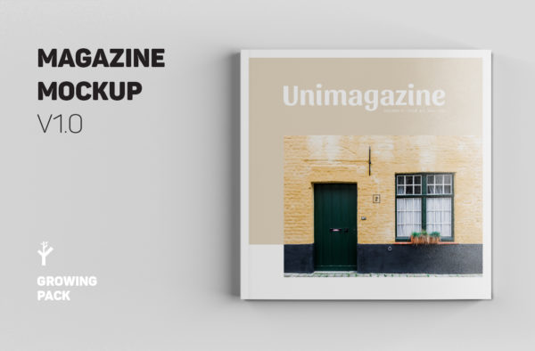 时尚方形高级杂志样机素材展示模板