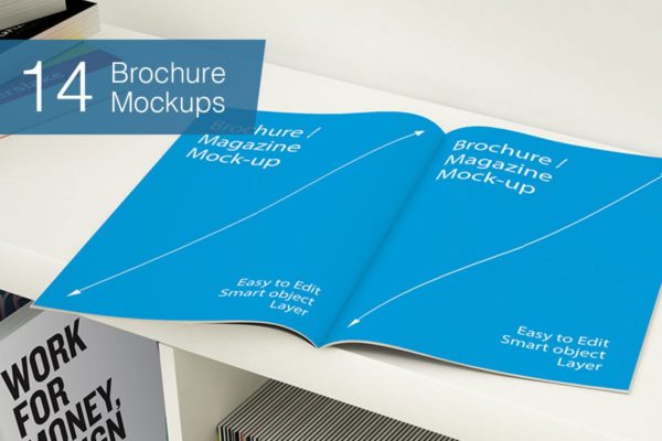 A4杂志宣传册印刷品样机素材 Brochure Mockups – 14 poses