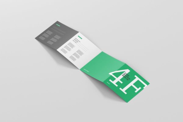 方形四折页宣传册传单样机素材模板 4-Fold Brochure Mockup – Square