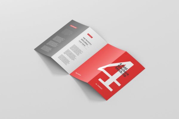 四折页DL菜单小册子样机素材模板 4-Fold Brochure Mockup – DL 99x210mm