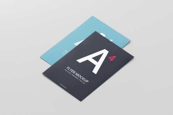 A4简约风贺卡/传单样机素材展示模板 A4 Flyer Mock-Up