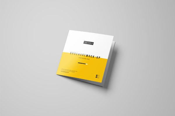 方形三折页企业品牌介绍手册样机素材