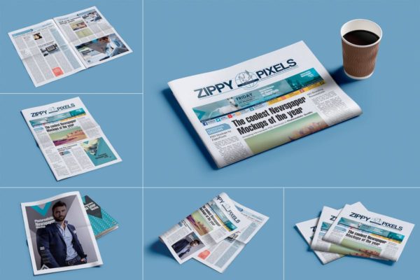 专业新闻报纸PSD印刷品样机素材 Professional Newspaper PSD Mockups