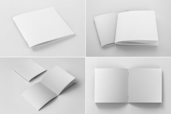 简约方形杂志宣传册样机素材 Square Brochure Mockups