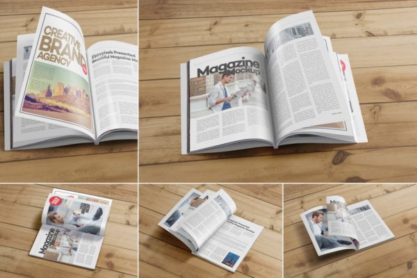杂志版式设计样机素材PSD模板 Magazine Mockups PSD