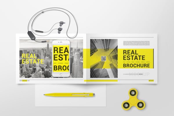 A4双折页宣传册样机素材模板V2 A4 Bifold Brochure Mockups 02