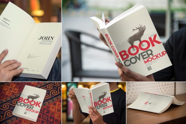 软皮书封面设计样机素材模板 Digest Size Book Mockups