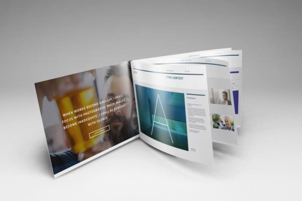 A4横向摄影画册宣传册样机素材 A4 Landscape Brochure Mockups