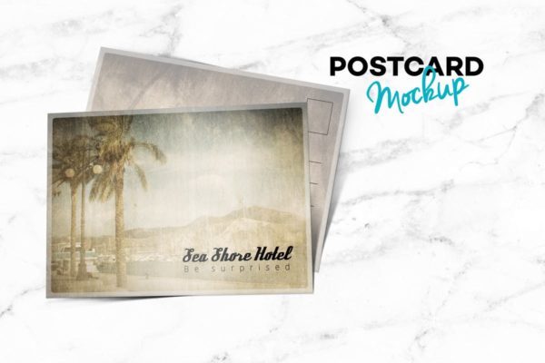 横向明信片/邀请函样机素材模板 Postcard Landscape Mockup