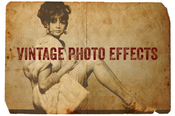 复古旧电影老照片样机素材模板 Vintage Photo Effects