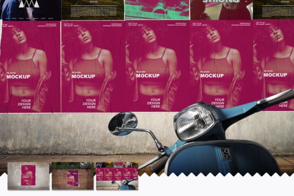 海报张贴效果样机素材模板 Poster Mockups