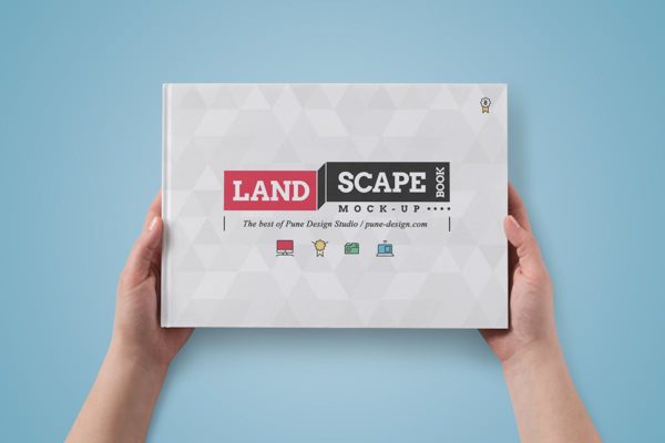 精装企业画册产品目录设计展示样机素材模板 Landscape Book Mock-Up Set