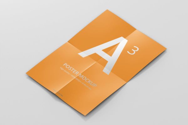 高分辨率带折痕海报样机素材模板 Poster Mock-Up