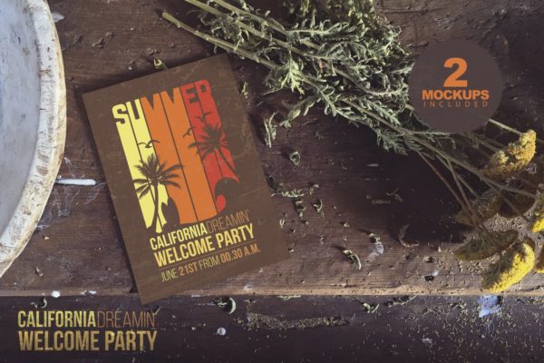 花卉装饰场景海报设计样机素材模板 Vintage Flowers Duo