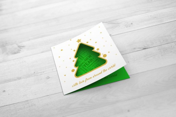 镂空设计圣诞节/新年贺卡样机素材模板 Christmas New Year Card Mock-Up