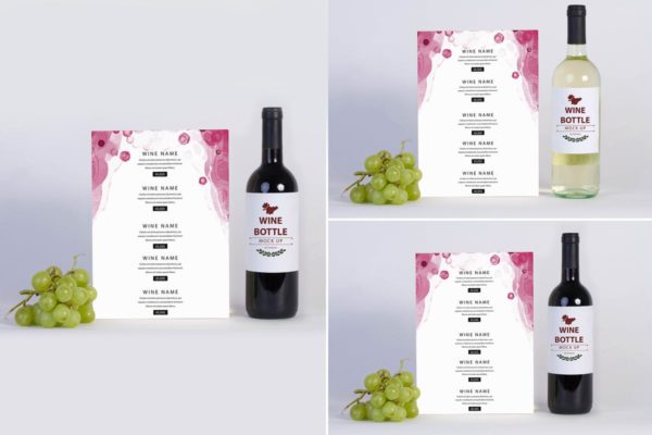 西餐厅葡萄酒酒水菜单设计样机素材模板 Wine Menu Mock Up