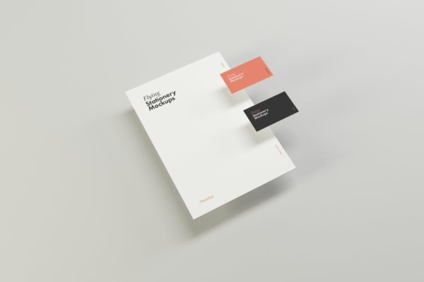 办公文具悬浮叠加样机素材模板 Flying Stationery Mockups