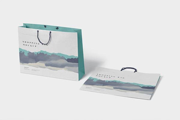 5个高品质的时尚高端吸引人的房地产手提袋购物袋包装设计VI样机素材展示模型mockups