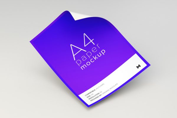 飞舞的A4尺寸传单设计样机素材模板 Flying A4 Paper Mockup