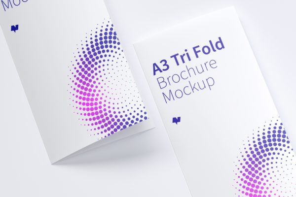 A3尺寸大小三折页传单小册子设计图预览样机素材05 A3 Trifold Brochure Mockup 05