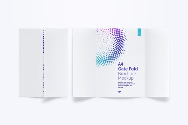 对折门折页风格A4尺寸传单样机素材模板05 A4 Gate Fold Brochure Mockup 05