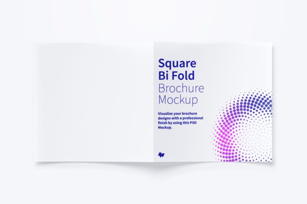 方形双折页企业宣传册＆传单设计效果图样机素材03 Square Bi Fold Brochure Mockup 03
