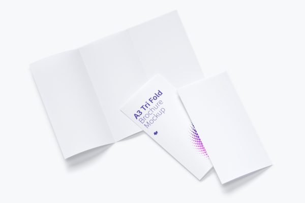 A3三折页传单封面及内页设计图预览样机素材06 A3 Trifold Brochure Mockup 06