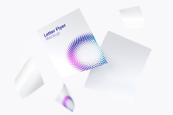 信纸规格企业宣传传单设计效果图样机素材01 Letter Flyer Mockup 01